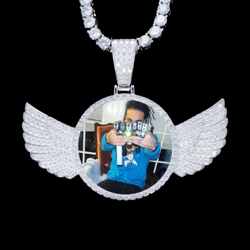 925S & VVS Moissanite 3D Wing Custom Picture Pendant