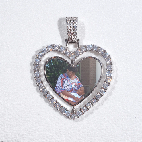 3D Spinning 2-Faced Heart Custom Picture Pendant