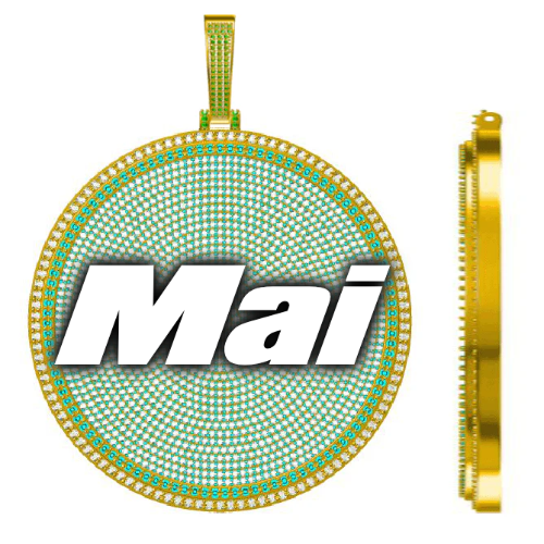 CUSTOM LETTER NECKLACE 3D BIG DISC