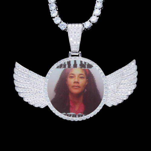 925S & VVS Moissanite 3D Wing Custom Picture Pendant