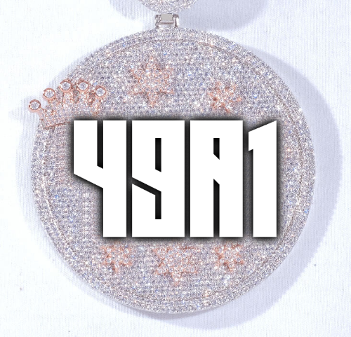 CUSTOM LETTER NECKLACE 3D BIG CROWN DISC