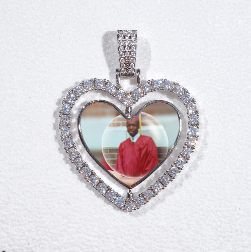 3D Spinning 2-Faced Heart Custom Picture Pendant