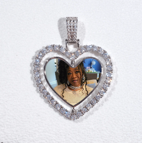 3D Spinning 2-Faced Heart Custom Picture Pendant