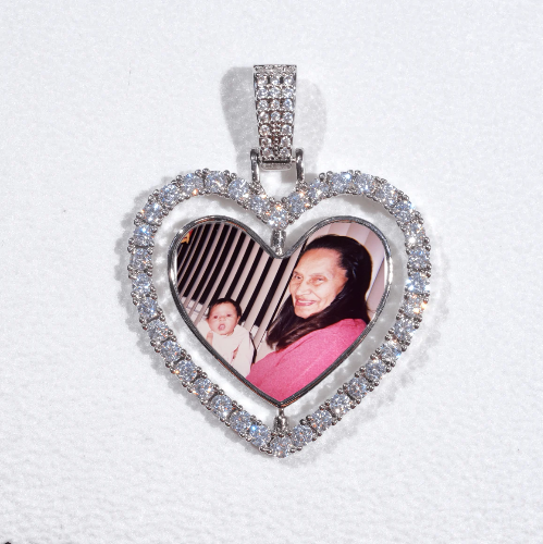 3D Spinning 2-Faced Heart Custom Picture Pendant