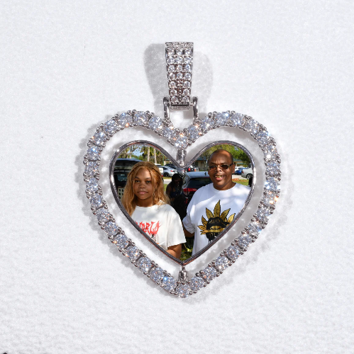 3D Spinning 2-Faced Heart Custom Picture Pendant