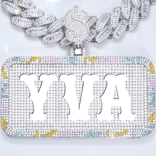 CUSTOM LETTER NECKLACE 3D COLORFUL SQUARE