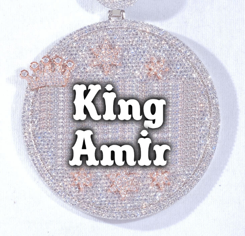 CUSTOM LETTER NECKLACE 3D BIG CROWN DISC