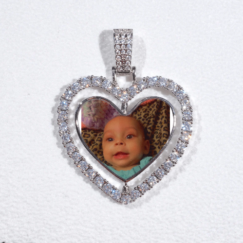 3D Spinning 2-Faced Heart Custom Picture Pendant