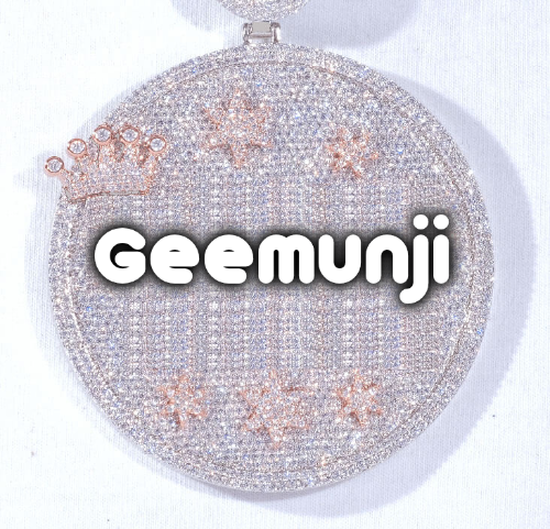 CUSTOM LETTER NECKLACE 3D BIG CROWN DISC