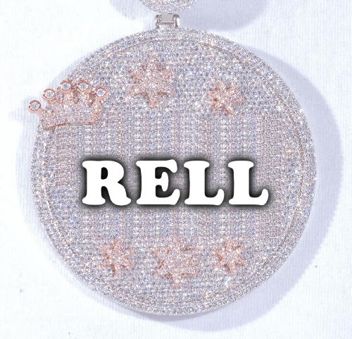 CUSTOM LETTER NECKLACE 3D BIG CROWN DISC