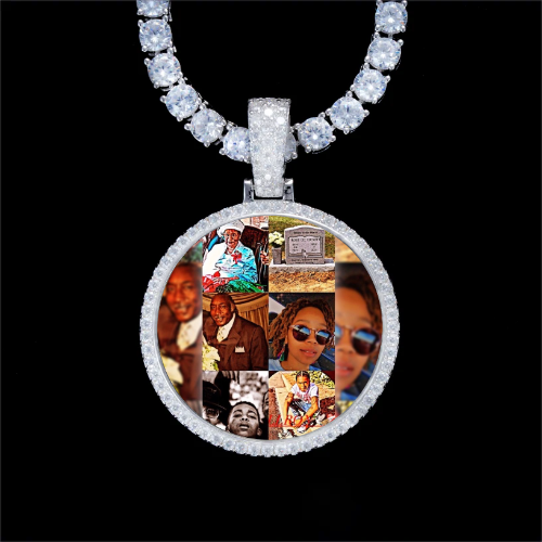 925S & VVS Moissanite 3D Circle Custom Picture Pendant