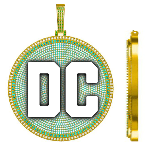 CUSTOM LETTER NECKLACE 3D BIG DISC