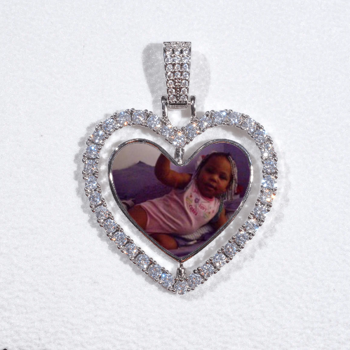 3D Spinning 2-Faced Heart Custom Picture Pendant