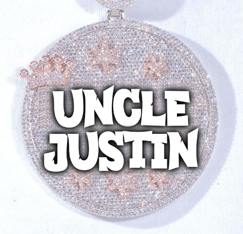 CUSTOM LETTER NECKLACE 3D BIG CROWN DISC