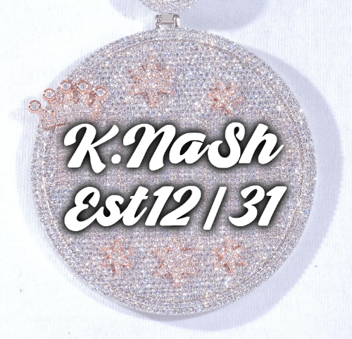 CUSTOM LETTER NECKLACE 3D BIG CROWN DISC