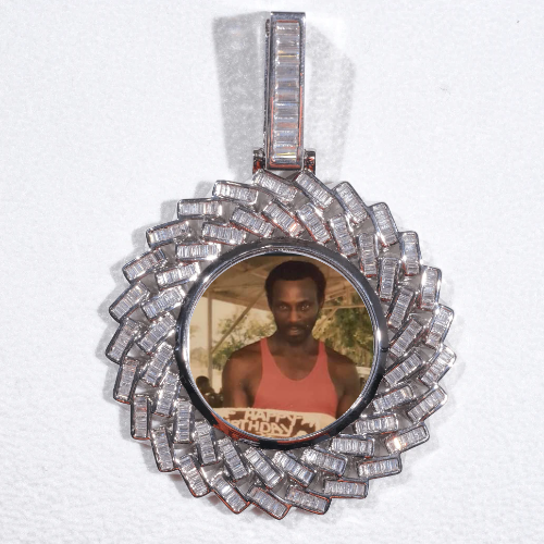 Large 3D Baguette Custom Picture Pendant