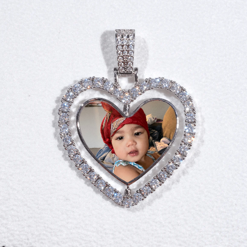 3D Spinning 2-Faced Heart Custom Picture Pendant