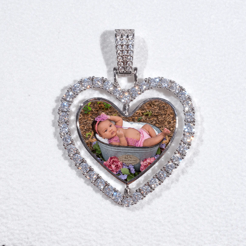 3D Spinning 2-Faced Heart Custom Picture Pendant
