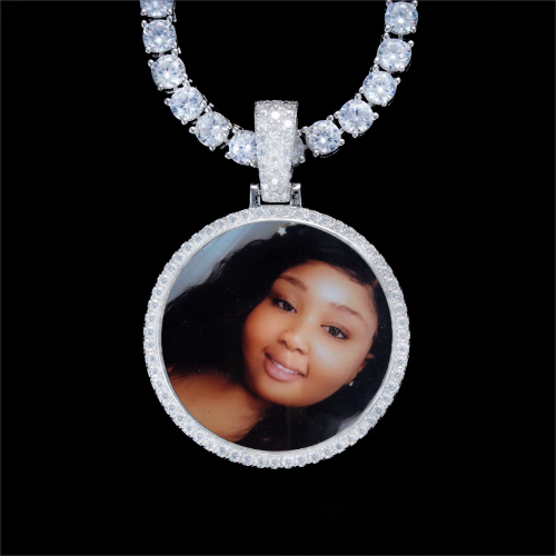 925S & VVS Moissanite 3D Circle Custom Picture Pendant