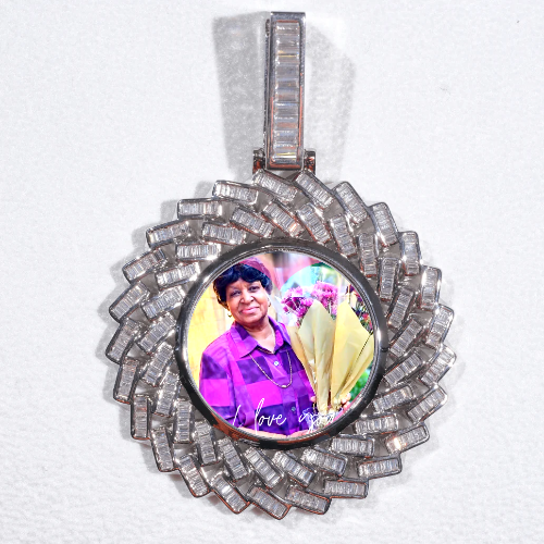 Large 3D Baguette Custom Picture Pendant