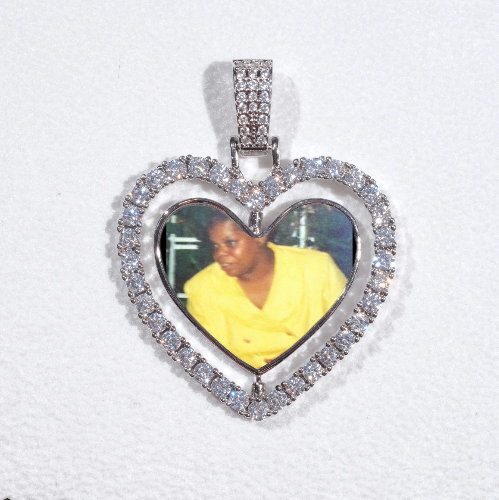 3D Spinning 2-Faced Heart Custom Picture Pendant