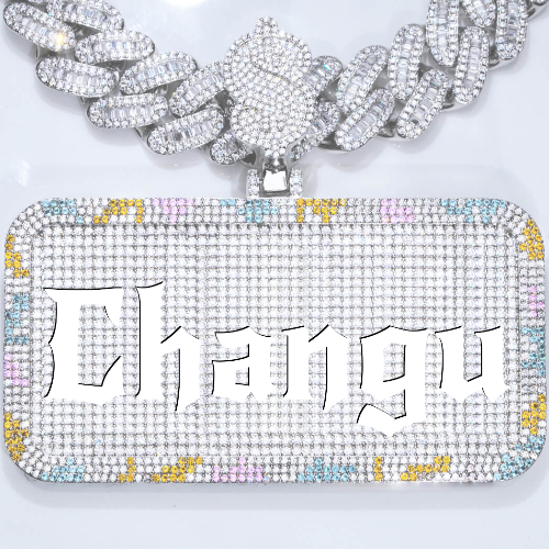 CUSTOM LETTER NECKLACE 3D COLORFUL SQUARE