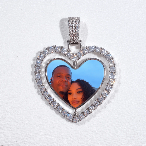 3D Spinning 2-Faced Heart Custom Picture Pendant