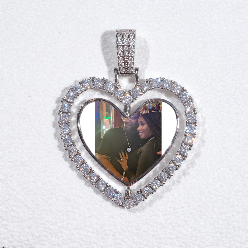 3D Spinning 2-Faced Heart Custom Picture Pendant