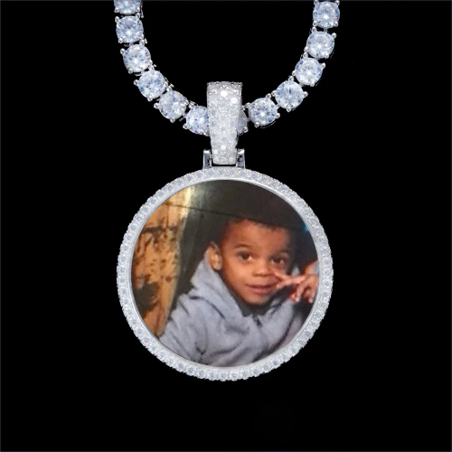 925S & VVS Moissanite 3D Circle Custom Picture Pendant