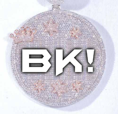 CUSTOM LETTER NECKLACE 3D BIG CROWN DISC