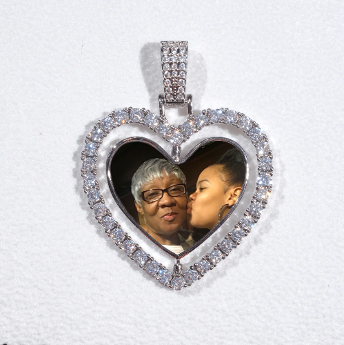 3D Spinning 2-Faced Heart Custom Picture Pendant