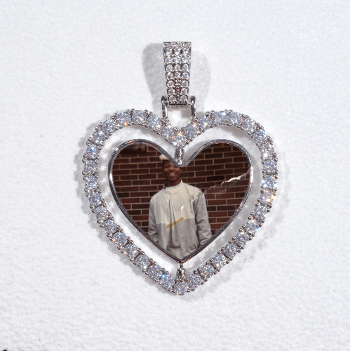 3D Spinning 2-Faced Heart Custom Picture Pendant