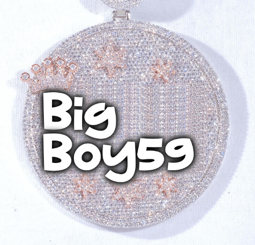 CUSTOM LETTER NECKLACE 3D BIG CROWN DISC