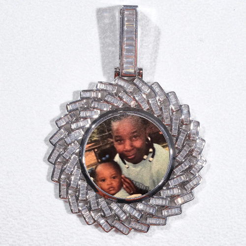 Large 3D Baguette Custom Picture Pendant