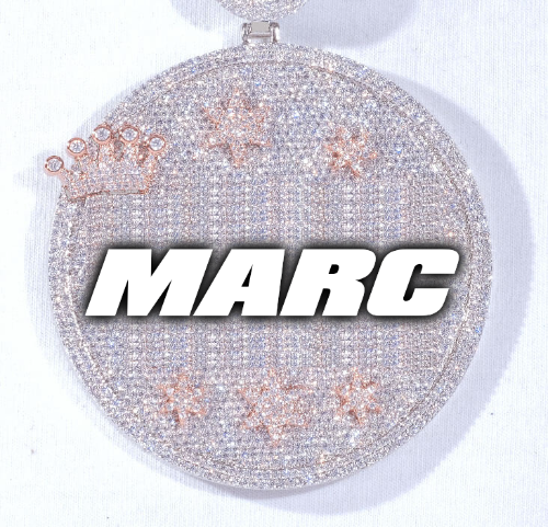 CUSTOM LETTER NECKLACE 3D BIG CROWN DISC