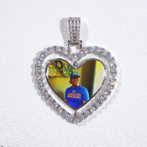 3D Spinning 2-Faced Heart Custom Picture Pendant