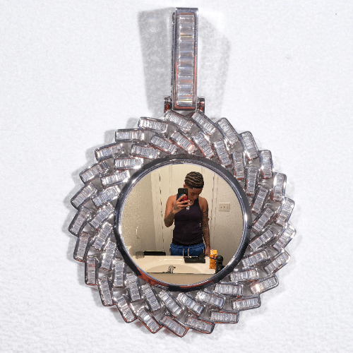 Large 3D Baguette Custom Picture Pendant