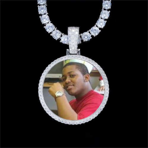 925S & VVS Moissanite 3D Circle Custom Picture Pendant