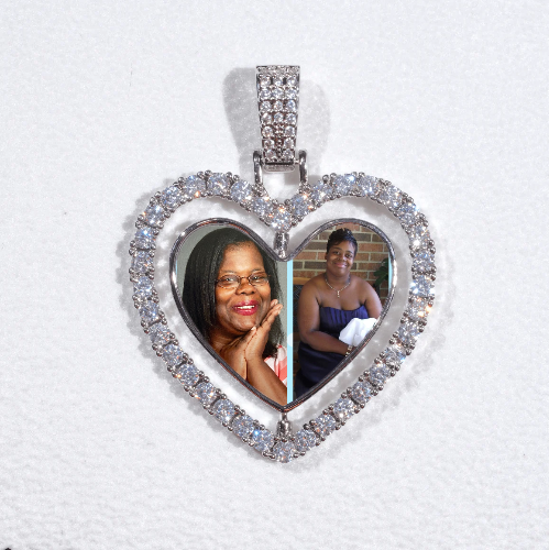 3D Spinning 2-Faced Heart Custom Picture Pendant