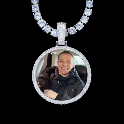 925S & VVS Moissanite 3D Circle Custom Picture Pendant