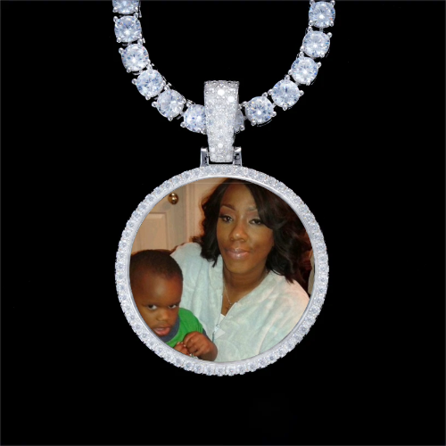 925S & VVS Moissanite 3D Circle Custom Picture Pendant
