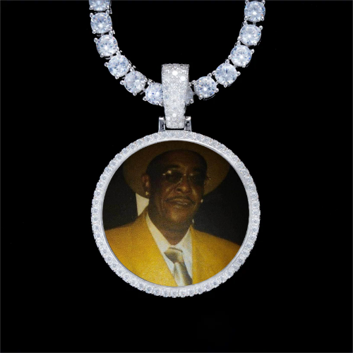 925S & VVS Moissanite 3D Circle Custom Picture Pendant
