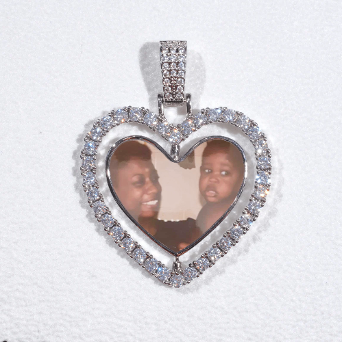 3D Spinning 2-Faced Heart Custom Picture Pendant