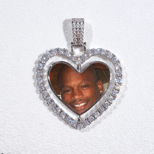 3D Spinning 2-Faced Heart Custom Picture Pendant