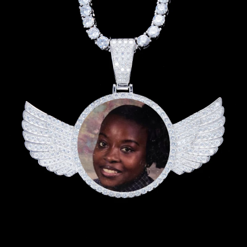 925S & VVS Moissanite 3D Wing Custom Picture Pendant