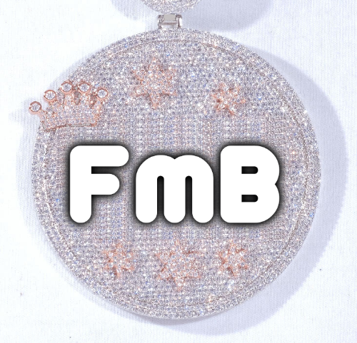 CUSTOM LETTER NECKLACE 3D BIG CROWN DISC