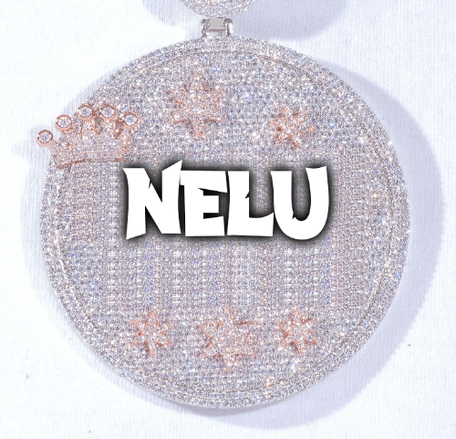 CUSTOM LETTER NECKLACE 3D BIG CROWN DISC