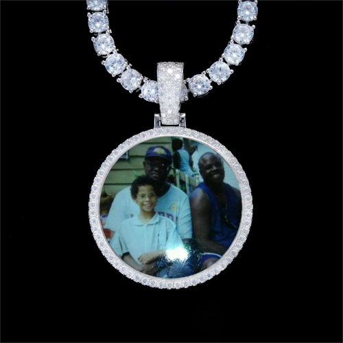 925S & VVS Moissanite 3D Circle Custom Picture Pendant