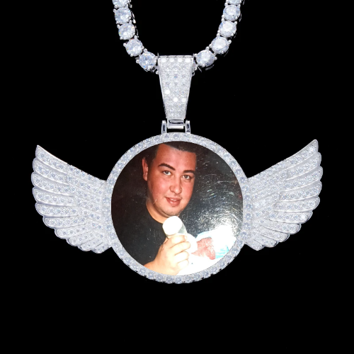 925S & VVS Moissanite 3D Wing Custom Picture Pendant