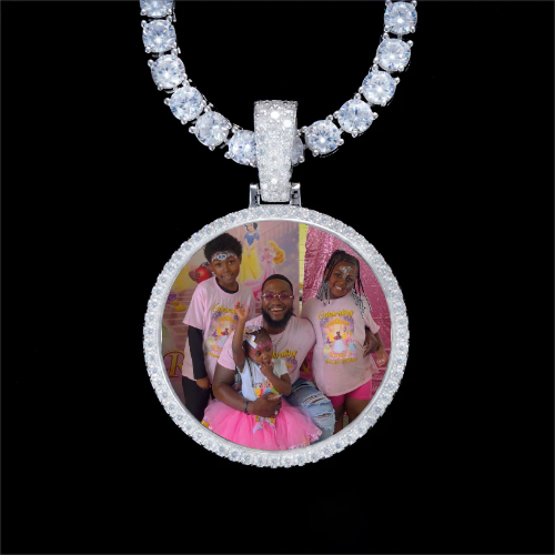 925S & VVS Moissanite 3D Circle Custom Picture Pendant